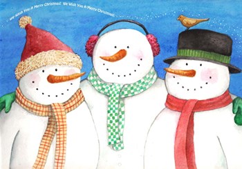 Three Snowmen Sing by Melinda Hipsher art print