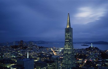 Transamerica Pyramid, Coit Tower, San Francisco, California by Panoramic Images art print