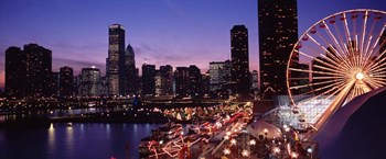 Ferris wheel at Dusk, Navy Pier, Chicago by Panoramic Images art print