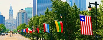 National Flags of the Countries at Benjamin Franklin Parkway, Pennsylvania by Panoramic Images art print