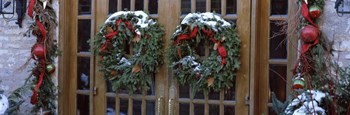 Christmas Wreaths on Doors by Panoramic Images art print