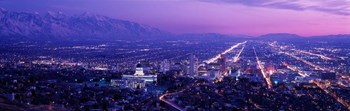 Salt Lake City at Night, Utah by Panoramic Images art print