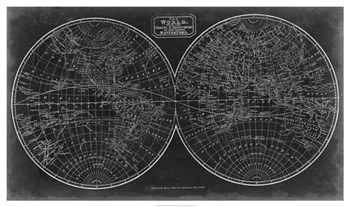 Blueprint of the World in Hemispheres by Vision Studio art print