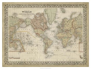 Mitchell&#39;s World Map by Laura Mitchell art print