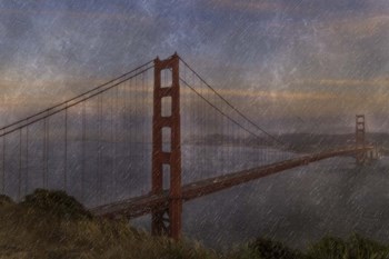 Golden Gate Bridge Rain Painterly by Galloimages Online art print