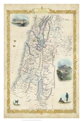Vintage Map of Palestine by J. Rapkin art print