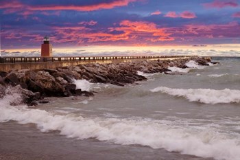 Lighthouse at Sunset, Michigan 09 by Monte Nagler art print