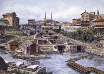 Lockport NY, Lockport 5&#39;s, c.1865 by Stanton Manolakas art print