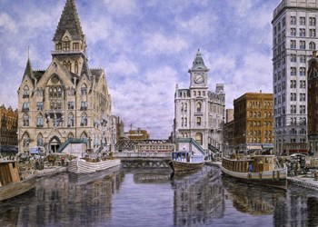 Dewitt Clinton Square, c.1907, Syracuse Ny by Stanton Manolakas art print