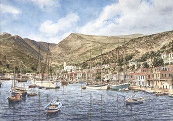 Greek Seaport Town by Stanton Manolakas art print
