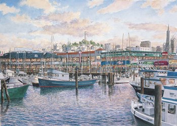 Fisherman&#39;s Wharf Sunset by Stanton Manolakas art print