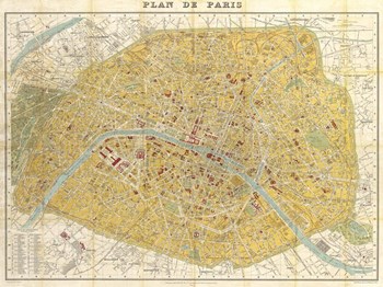 Gilded Map of Paris by Joannoo art print