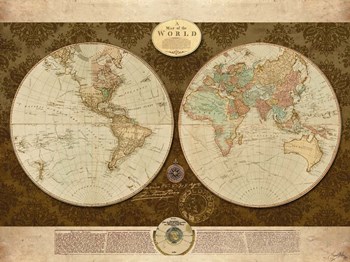 Map of World by Elizabeth Medley art print