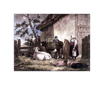 Milkmaid and Cowherd by George Morland art print