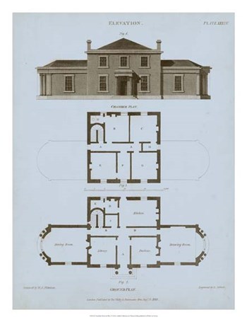 Chambray House &amp; Plan I by Thomas Kelly art print