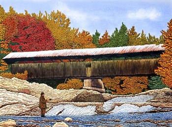 Fishing At The Swiftwater Bridge by Thelma Winter art print