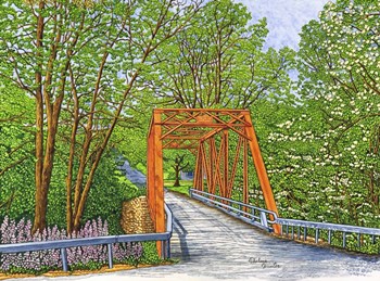 Clarksburg - The Old Bridge In Spring by Thelma Winter art print
