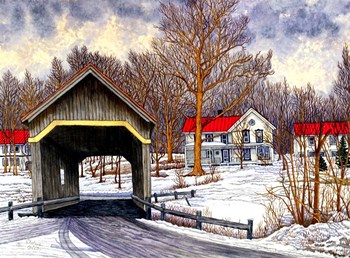 Covered Bridge Warren Vt by Thelma Winter art print