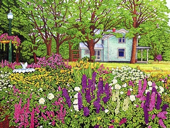 North Boston Road Flower Garden, Eden Ny by Thelma Winter art print