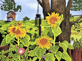 Sunflower Trio by Thelma Winter art print