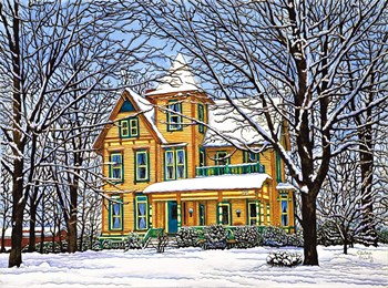 Victorian Home In Winter, Hamburg, Ny by Thelma Winter art print