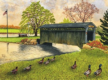 Winter&#39;s Covered Bridge, North Collins Ny by Thelma Winter art print