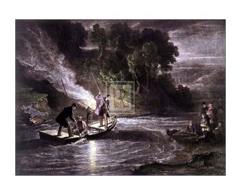 Salmon Spearing By Touchlight by William Simson art print