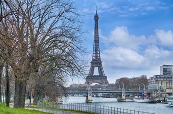 Eiffel Tower, Ile des Cygnes and Seine Paris by Cora Niele art print