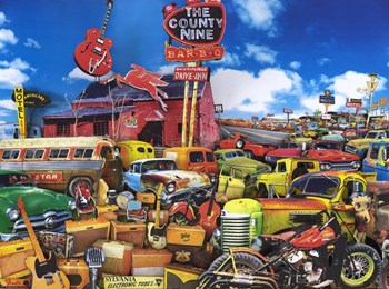 Red Guitar Lounge by John Roy art print