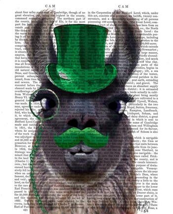 Llama With Green Top Hat and Moustache by Fab Funky art print