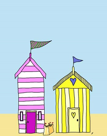 Beach Huts 3 by Fab Funky art print