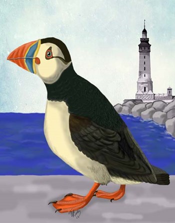 Puffin On the Quay by Fab Funky art print