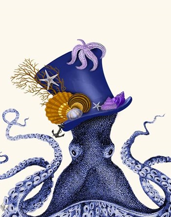 Octopus Nautical Hat by Fab Funky art print