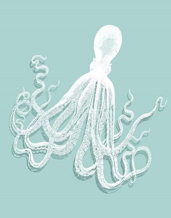 Octopus 1 White on Seafoam by Fab Funky art print