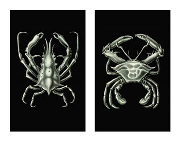 Crabs On Black in 2 panels by Fab Funky art print