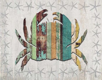 Distressed Wood Style Crab 1 by Fab Funky art print