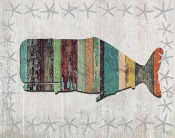 Distressed Wood Style Whale 1 by Fab Funky art print