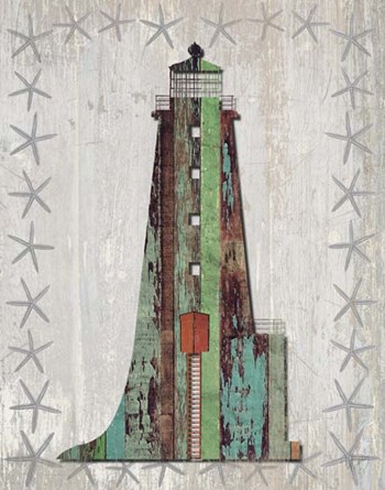 Distressed Wood Style Lighthouse 1 by Fab Funky art print