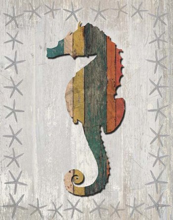 Distressed Wood Style Seahorse 1 by Fab Funky art print