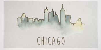 Goldleaf City Silhouette II - Metallic Foil by Grace Popp art print
