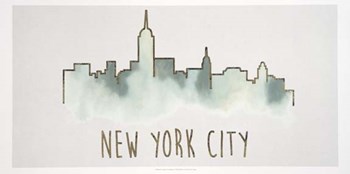 Goldleaf City Silhouette V - Metallic Foil by Grace Popp art print