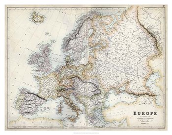 Pastel Map of Europe by G.H. Swanston art print