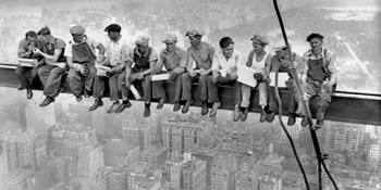 New York Construction Workers Lunching on a Crossbeam, 1932 (detail) by Charles C. Ebbets art print