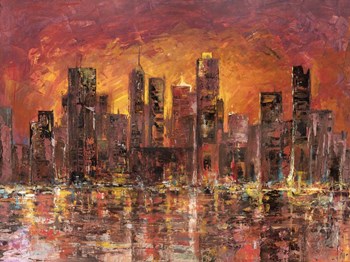 Sunset in New York by Luigi Florio art print