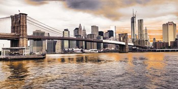 Brooklyn Bridge and Lower Manhattan at sunset, NYC by Pangea Images art print