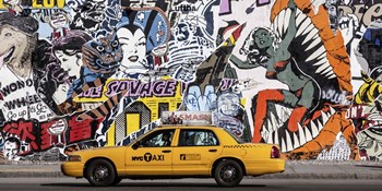 Taxi and Mural Painting in Soho, NYC by Michael Setboun art print