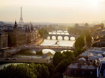 Bridges over the Seine River, Paris Sepia 2 by Michael Setboun art print