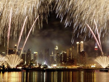 Fireworks on Manhattan, NYC by Michael Setboun art print