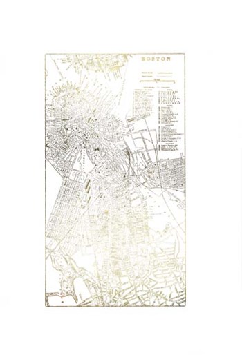 Gold Foil City Map Boston- Metallic Foil by Vision Studio art print