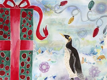 Merry Christmas Penguin by Lauren Moss art print